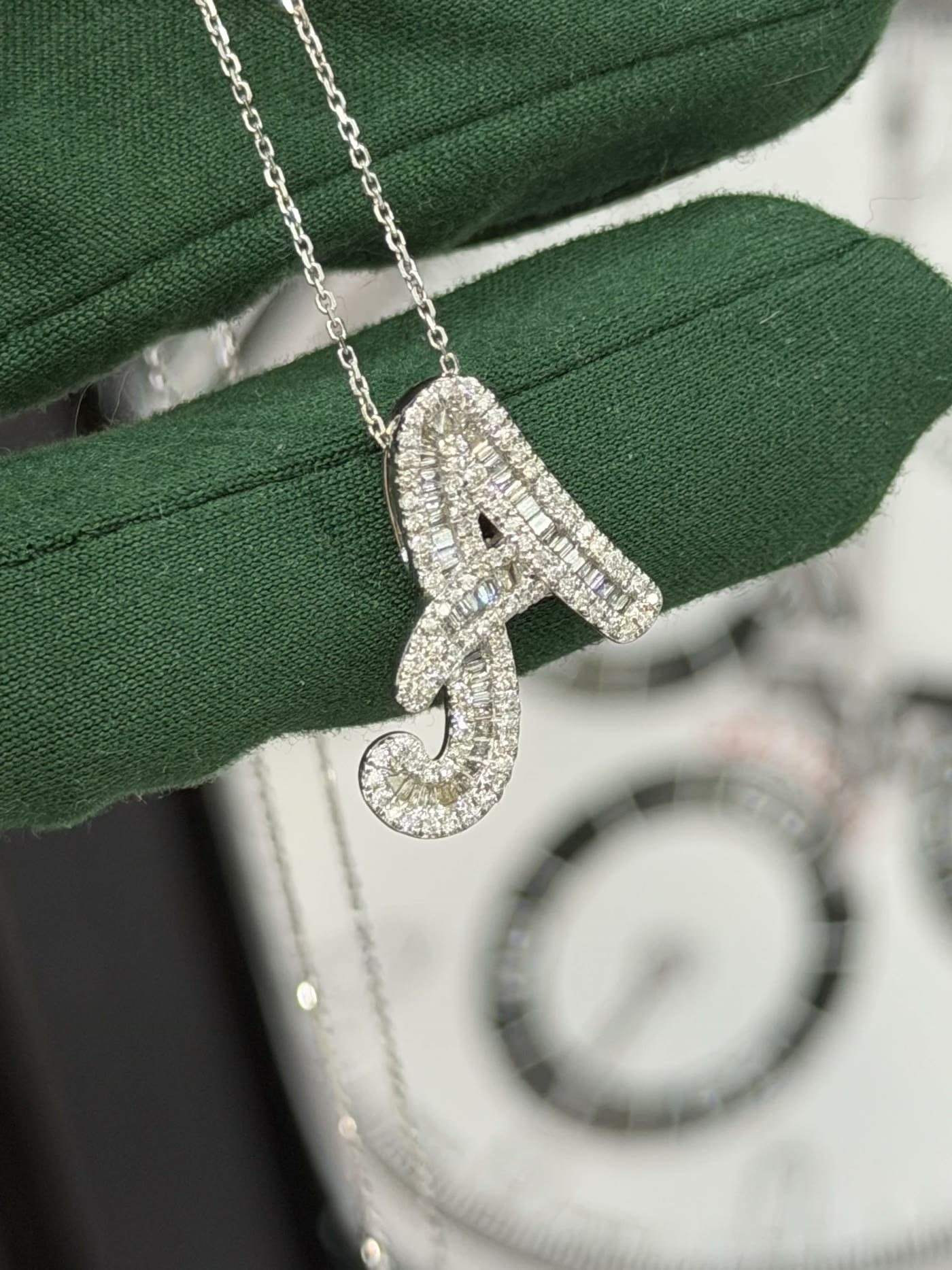 Baguette Diamond Letter Pendant